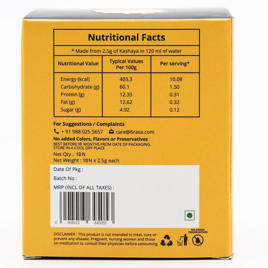 6rasa Kashaya - Herbal Tea (2.5 g Each, 10 Dip Bags)