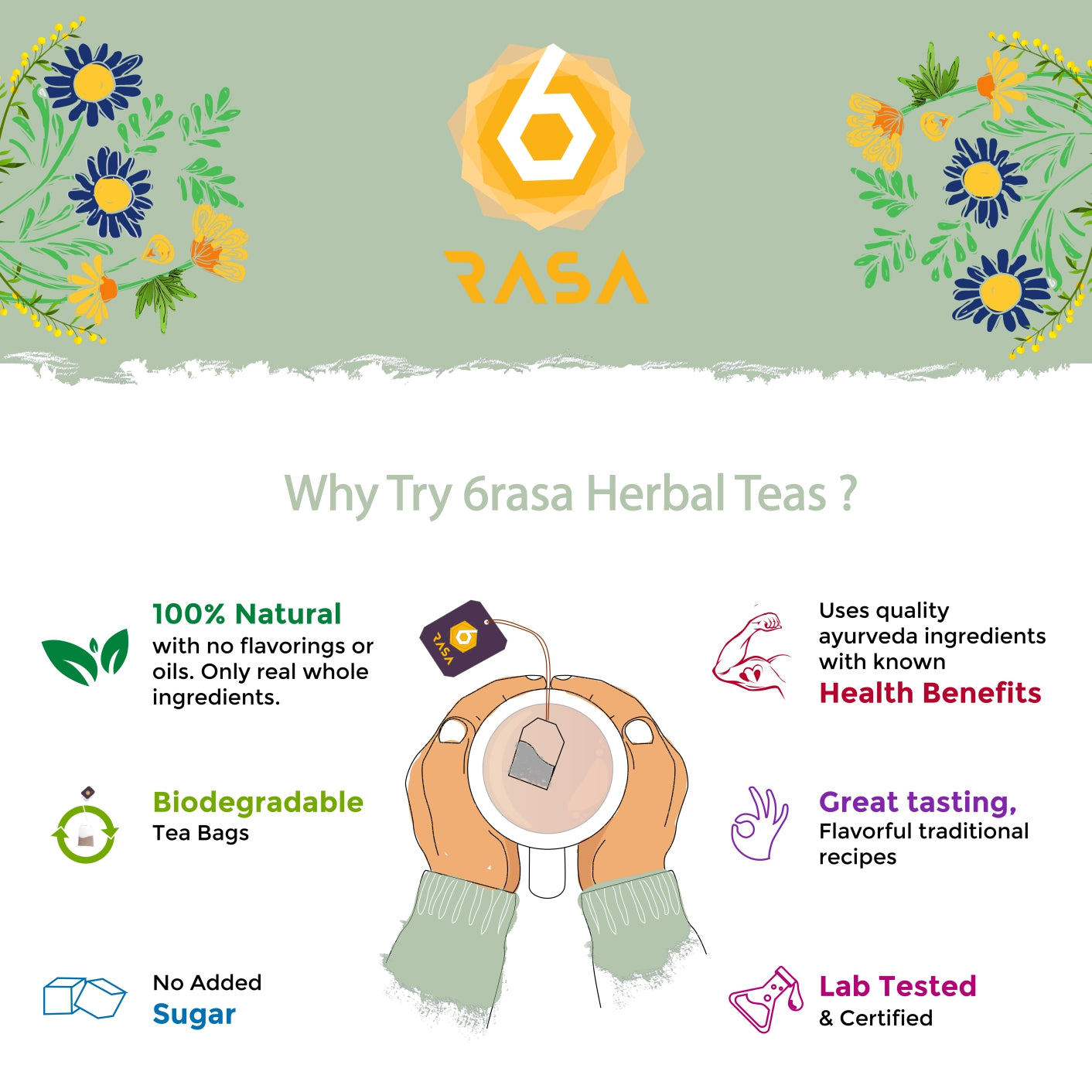 6rasa Tulsi Thrive Green Tea Bags (1.7 g Each, 25 Tea Bags)